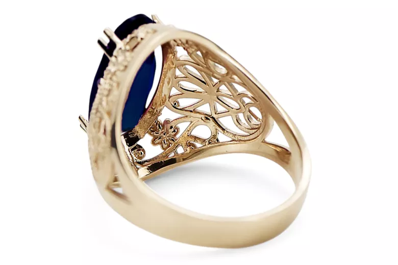 14K Yellow gold Sapphire Ring Vintage style vrc074y